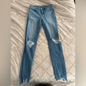 American Eagle Outfitters Light Blue Distressed Skinny Jeans